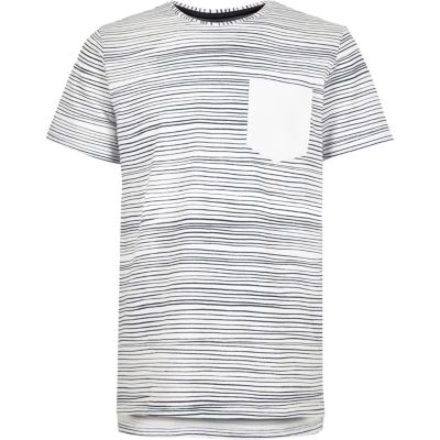 Boys white drawn stripe print t-shirt